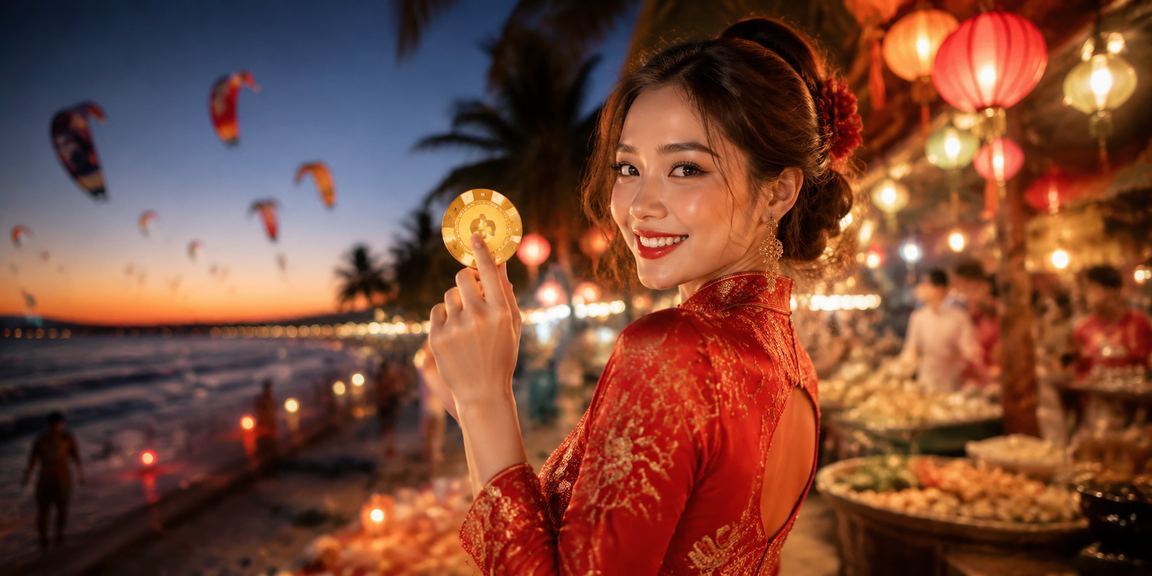 Khung cảnh Mũi Né về đêm – người dùng 15x thực hiện giao dịch trực tuyến qua ví điện tử